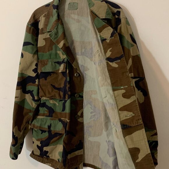 VTG Military Camo Shirt Mens Medium-Short Ripstop Multi-Pocket Lightweight - Picture 3 of 5